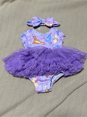 Purple Baby Tutu Bodysuit with Headband